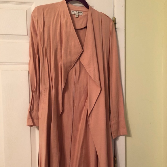 New Miss Selfridge Rose/Tan Lightweight Wrap Belted Coat - Picture 3 of 5